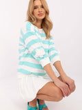 Chic Striped Blouse with Decorative Flower Patches