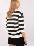 Chic Striped Blouse with Elegant Flower Patches for Everyday Wear