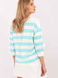 Chic Striped Blouse with Decorative Flower Patches