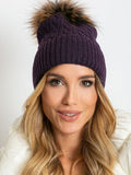 Cozy Winter Hat with Wide Cuff and Fluffy Pompom