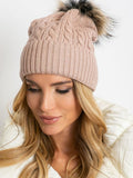 Cozy Winter Hat with Wide Cuff and Fluffy Pompom