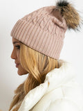 Cozy Winter Hat with Wide Cuff and Fluffy Pompom