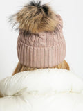 Cozy Winter Hat with Wide Cuff and Fluffy Pompom