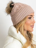 Cozy Winter Hat with Wide Cuff and Fluffy Pompom
