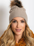 Cozy Winter Hat with Wide Cuff and Fluffy Pom-Pom