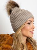 Cozy Winter Hat with Wide Cuff and Fluffy Pom-Pom
