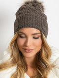 Cozy Winter Hat with Wide Cuff and Fluffy Pompom