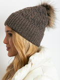 Cozy Winter Hat with Wide Cuff and Fluffy Pompom