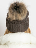 Cozy Winter Hat with Wide Cuff and Fluffy Pompom