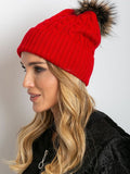 Cozy Winter Hat with Wide Cuff and Fluffy Pompom