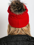 Cozy Winter Hat with Wide Cuff and Fluffy Pompom