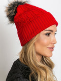 Cozy Winter Hat with Wide Cuff and Fluffy Pompom