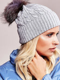 Cozy Winter Hat with Ribbed Cuff and Fluffy Pompom