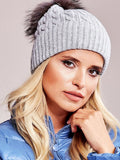 Cozy Winter Hat with Ribbed Cuff and Fluffy Pompom