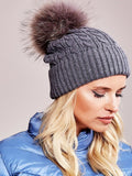 Cozy Winter Hat with Wide Cuff and Fluffy Pompom