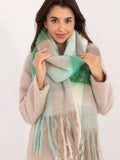 Chic Check Pattern Scarf with Fringes for Winter Elegance