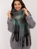 Elegant Grid Pattern Scarf with Fringes for Winter Style