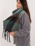 Elegant Grid Pattern Scarf with Fringes for Winter Style