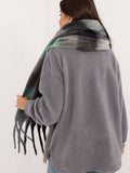 Elegant Grid Pattern Scarf with Fringes for Winter Style
