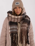 Elegant Check Pattern Scarf with Tassels for Winter Style