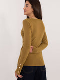 Elegant Women's V-Neck Sweater with Buttoned Sleeves