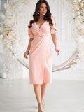 Elegant Wrap Dress with Slit Sleeves for Special Occasions
