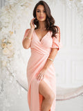 Elegant Wrap Dress with Slit Sleeves for Special Occasions