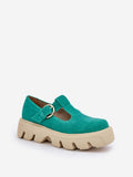Chic Women's Suede Loafers with Platform and Adjustable Strap