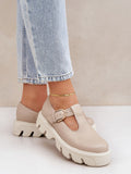 Chic Women's Platform Loafers in Natural Leather