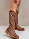 Stylish Eco Leather Mesh Boots with Decorative Strap