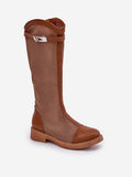 Stylish Eco Leather Mesh Boots with Decorative Strap