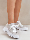 Stylish Women's Leather Platform Sneakers for All-day Comfort