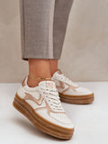 Eco Leather Women's Platform Sneakers with Golden Accents