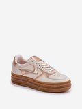 Eco Leather Women's Platform Sneakers with Golden Accents