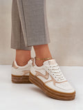 Eco Leather Women's Platform Sneakers with Golden Accents