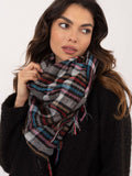 Versatile Plaid Arafat Scarf with Decorative Fringes