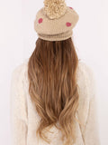 Charming Winter Hat with Pompom and Decorative Dots