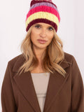 Colorful Striped Winter Hat with Fluffy Pom-Pom