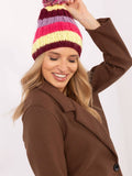 Colorful Striped Winter Hat with Fluffy Pom-Pom