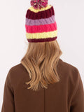 Colorful Striped Winter Hat with Fluffy Pom-Pom