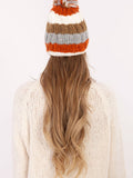 Colorful Striped Winter Hat with Fluffy Pom Pom Charm