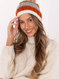 Colorful Striped Winter Hat with Fluffy Pom Pom Charm