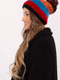 Charming Colorful Striped Winter Hat with Fluffy Pom-Pom