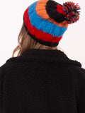 Charming Colorful Striped Winter Hat with Fluffy Pom-Pom