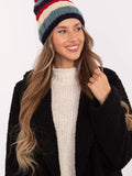 Colorful Striped Winter Hat with Fluffy Pom Pom