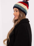 Colorful Striped Winter Hat with Fluffy Pom Pom