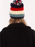 Colorful Striped Winter Hat with Fluffy Pom Pom