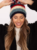 Colorful Striped Winter Hat with Fluffy Pom Pom