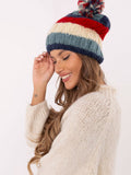 Colorful Striped Winter Hat with Fluffy Pompom - Cozy & Stylish