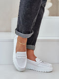 Elegant Women's Leather Moccasins with Wedge Heel Comfort